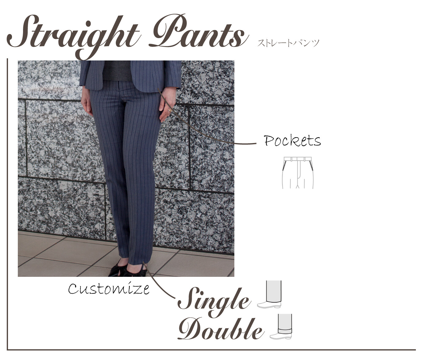 nu breeze ladies straight pants detail - NU茶屋町店 & 梅田BREEZE店 限定ライン レディーススーツ